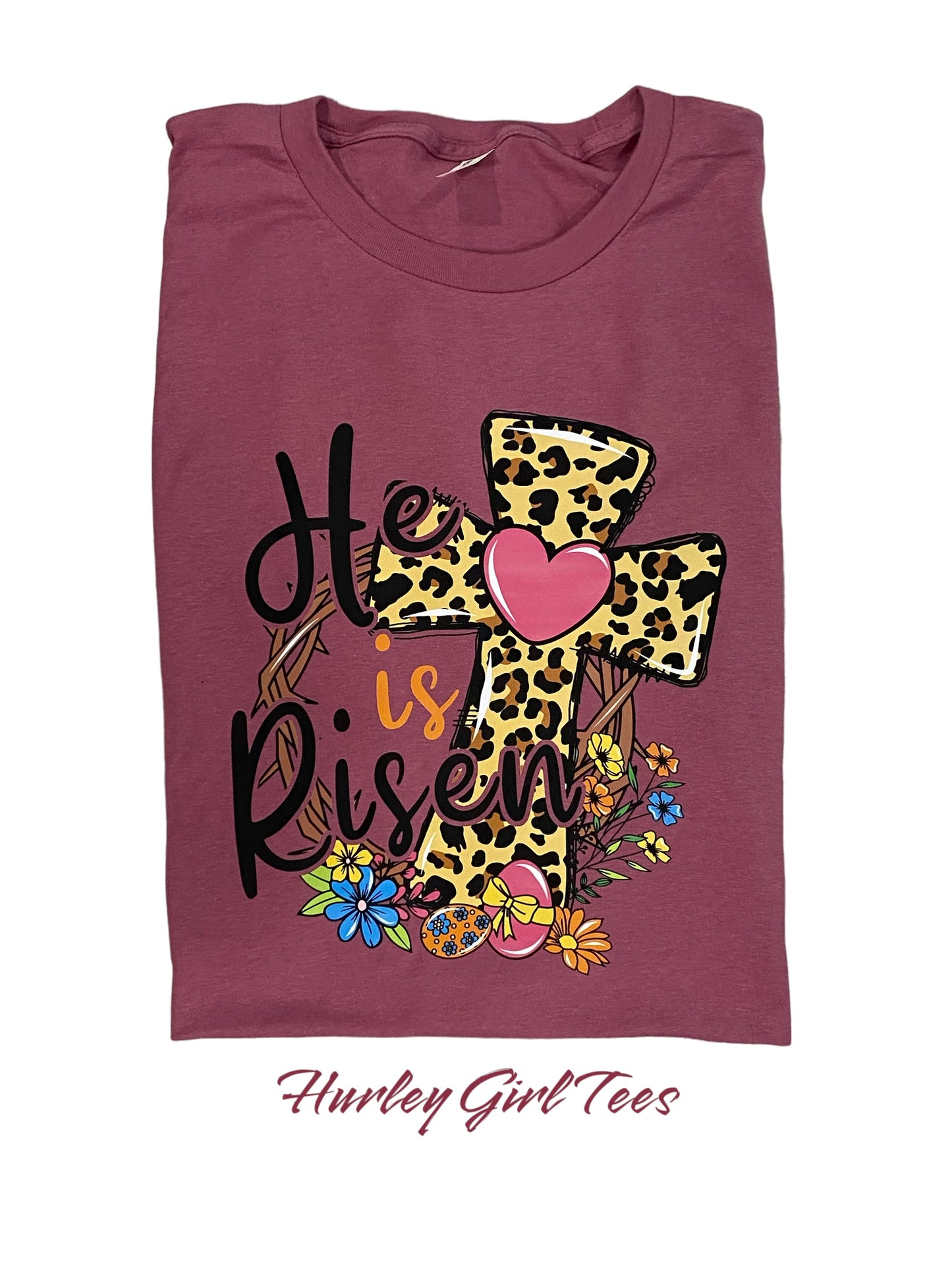 He is risen leopard cross t-shirt