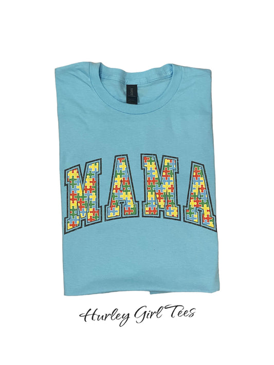 Mama Autism Light Blue Tshirt